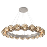 Luna Radial Ring Chandelier - Beige Silver / Bronze Floret