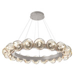 Luna Radial Ring Chandelier - Beige Silver / Amber Geo