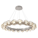 Luna Radial Ring Chandelier - Beige Silver / Amber Zircon