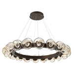 Luna Radial Ring Chandelier - Flat Bronze / Amber Floret