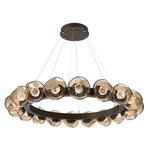 Luna Radial Ring Chandelier - Flat Bronze / Bronze Floret