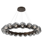 Luna Radial Ring Chandelier - Flat Bronze / Smoke Floret