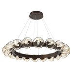 Luna Radial Ring Chandelier - Flat Bronze / Amber Geo