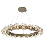 Luna Radial Ring Chandelier - Gilded Brass / Amber Floret