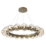 Luna Radial Ring Chandelier - Gilded Brass / Amber Geo