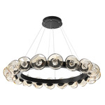 Luna Radial Ring Chandelier - Matte Black / Amber Floret