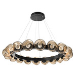 Luna Radial Ring Chandelier - Matte Black / Bronze Floret