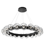 Luna Radial Ring Chandelier - Matte Black / Clear Floret