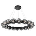 Luna Radial Ring Chandelier - Matte Black / Smoke Floret