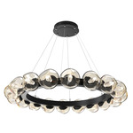 Luna Radial Ring Chandelier - Matte Black / Amber Geo