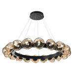 Luna Radial Ring Chandelier - Matte Black / Bronze Geo