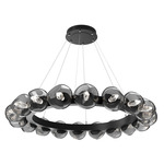 Luna Radial Ring Chandelier - Matte Black / Smoke Geo