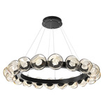 Luna Radial Ring Chandelier - Matte Black / Amber Zircon