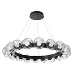 Luna Radial Ring Chandelier - Matte Black / Clear Zircon