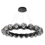 Luna Radial Ring Chandelier - Matte Black / Smoke Zircon