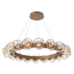 Luna Radial Ring Chandelier - Novel Brass / Amber Floret