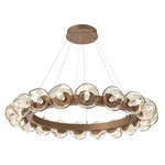 Luna Radial Ring Chandelier - Novel Brass / Amber Geo