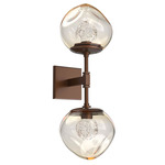 Luna Double Wall Sconce - Burnished Bronze / Amber Floret