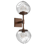 Luna Double Wall Sconce - Burnished Bronze / Clear Floret