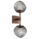 Luna Double Wall Sconce - Burnished Bronze / Smoke Floret