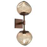 Luna Double Wall Sconce - Burnished Bronze / Bronze Geo