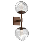 Luna Double Wall Sconce - Burnished Bronze / Clear Geo