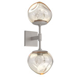 Luna Double Wall Sconce - Beige Silver / Amber Floret