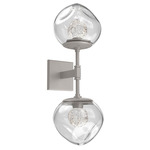 Luna Double Wall Sconce - Beige Silver / Clear Floret