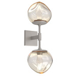 Luna Double Wall Sconce - Beige Silver / Amber Geo