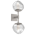 Luna Double Wall Sconce - Beige Silver / Clear Geo