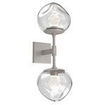 Luna Double Wall Sconce - Beige Silver / Clear Zircon