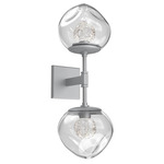 Luna Double Wall Sconce - Classic Silver / Clear Floret