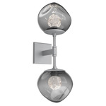 Luna Double Wall Sconce - Classic Silver / Smoke Floret