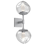 Luna Double Wall Sconce - Classic Silver / Clear Geo