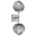 Luna Double Wall Sconce - Classic Silver / Smoke Geo