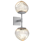 Luna Double Wall Sconce - Classic Silver / Amber Zircon