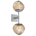 Luna Double Wall Sconce - Classic Silver / Bronze Zircon