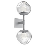 Luna Double Wall Sconce - Classic Silver / Clear Zircon