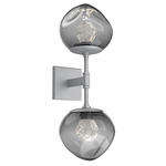 Luna Double Wall Sconce - Classic Silver / Smoke Zircon