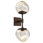 Luna Double Wall Sconce - Flat Bronze / Amber Floret