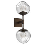 Luna Double Wall Sconce - Flat Bronze / Clear Floret