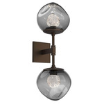 Luna Double Wall Sconce - Flat Bronze / Smoke Floret