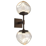 Luna Double Wall Sconce - Flat Bronze / Amber Geo