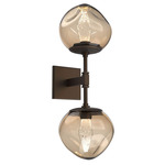 Luna Double Wall Sconce - Flat Bronze / Bronze Geo