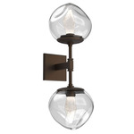 Luna Double Wall Sconce - Flat Bronze / Clear Geo