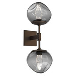 Luna Double Wall Sconce - Flat Bronze / Smoke Geo