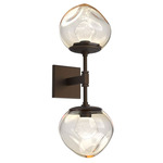 Luna Double Wall Sconce - Flat Bronze / Amber Zircon