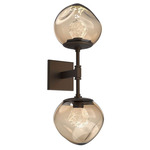 Luna Double Wall Sconce - Flat Bronze / Bronze Zircon