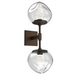 Luna Double Wall Sconce - Flat Bronze / Clear Zircon