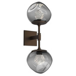 Luna Double Wall Sconce - Flat Bronze / Smoke Zircon